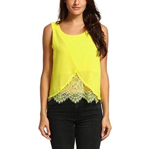Click Here to See More Images NREALY Women Solid Chiffon Lace Vest Top Sleeveless Casual Tank Blouse Summer Tops T-Shirt