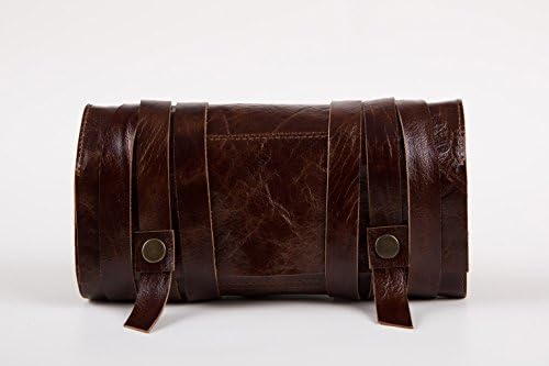 Rustic Dark Brown Leather Hand Stitched Pipe Tobacco Pouch/Pipe Rollup Bag