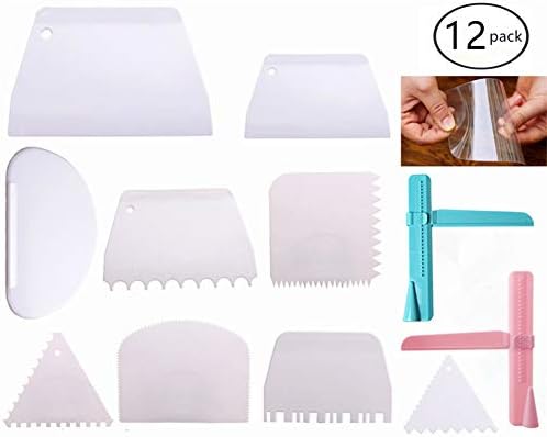 stbeyond 12Pack Cake Scraper, Cake Leveler - Includes 10 pcs Cake Icing Scraper Cake Smoother Scraper Cutters Smoother Tool Set and 2pcs Cake Leveler