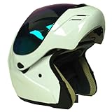 Motorcycle Street Bike Modular Flip up Full Face Adult Helmet Solid White