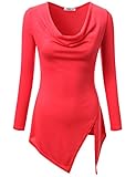 NINEXIS Women's Long Sleeve Cowl & Mock Neck Blouse Top with Slit (XS-3XL)