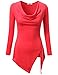 NINEXIS Women's Draped Cowl Neck Knit Blouse Top with Slit