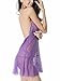 Women Lingerie Nightwear Lace Babydoll Strap Chemise Halter Mini Dress, Purple  Med
