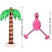 6 Pieces Inflatable Palm Trees Jumbo Coconut Trees Pink Flamingos Colorful Beach Balls Rainbow Color Balls for Hawaii Beach Luau Party Backdrop Decoration