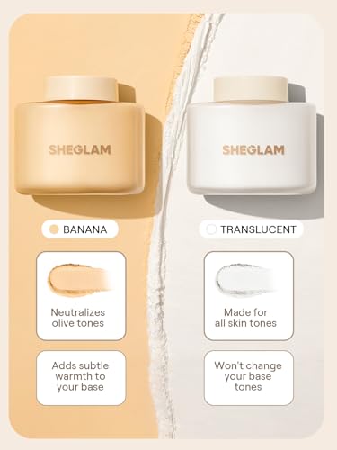 SHEGLAM Blur in a Bottle Loose Setting Powder | Oil-Control Mattifying Face Powder | Translucent Long-Lasting Baking & Finishing Powder for Under Eyes, Creases & Smile Lines | Banana
