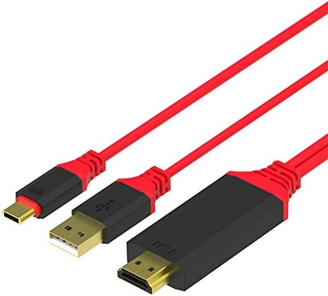 USB C to HDMI Cable USB 3.1 Type C Male (Thunderbolt 3 Compatible) to HDMI Male Cable for 2017 MacBook Pro 2016 MacBook Pro 2015 MacBook ChromeBook Pixel Samsung Galaxy S8 / S8 Plus/ Note8 etc(Red)