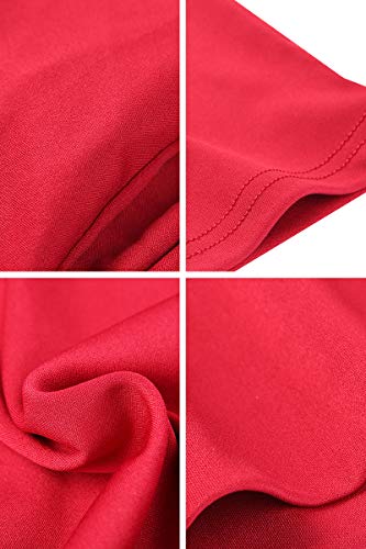 YMING Women Deep V Neck Dress Cocktail Maxi Dress Evening Party Dress Red L