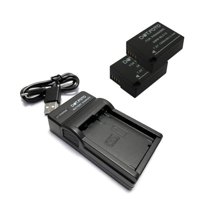 Dot.Foto DMW-BLC12, DMW-BLC12E Premium 1200mAh Battery (2-pack) & USB Battery Charger for Panasonic Lumix DC-G97 DMC-FZ200 DMC-FZ1000 DMC-G5 DMC-G6 DMC-G7 DMC-GX8 DMC-G85 DMC-GH2