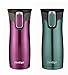 Contigo AUTOSEAL West Loop Stainless Steel Travel Mug with Easy-Clean Lid, 16-Ounce, Greyed Jade/Radiant Orchid, 2-Pack