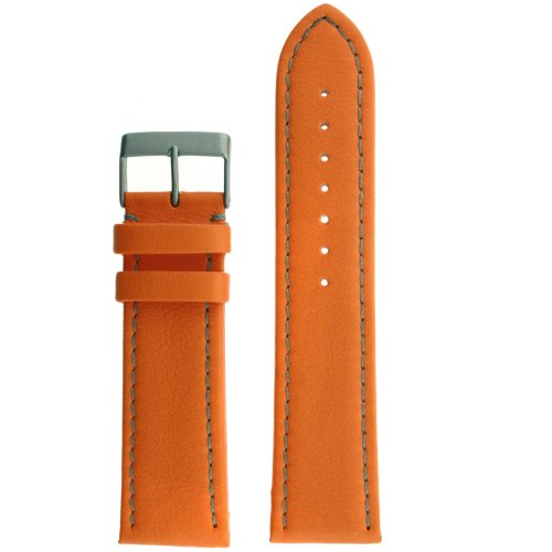 Sport Watch Band Lorica Waterproof Leather Orange 22 millimeter Tech Swiss