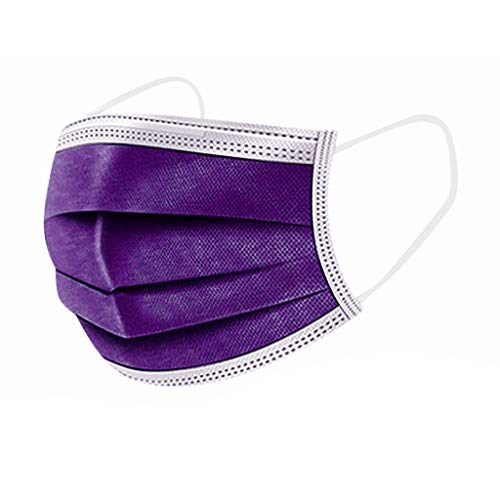 GSusan Masque_Facial_Jetable 50 Pièces ???????????????????????? de Confortable, à Trois Couch????s Protection Recommandé pour Les Hommes et Les Femmes (1#Violet Foncé-50pcs)