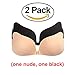 AUBANA 2-Pack Self Adhesive Bra Strapless Seamless Push Up Silicone Padded Invisible Bra (A)