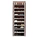 Function Home 10-Tier Shoe Rack with Dustproof Cover 30 Pair Shoe Organizer Shoe Rack Tower Zippered Storage Shoe Cabinet Ideal for Hallway Corridor in Brown
