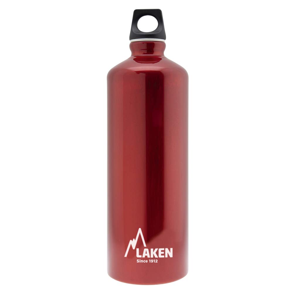 Laken Futura Water Bottle with Narrow Mouth, Single Wall Lightweight Aluminum BPA, Leak-Proof Screw Cap, 1 Litre, Red