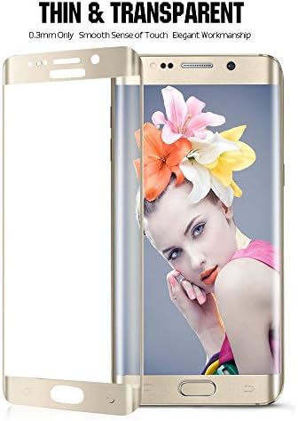 [3D Curved + Electroplate] Samsung Galaxy S7 Edge Screen Protector, ELEKMATE Tempered Glass Full Screen Protector for Galaxy S7 Edge [Edge to Edge Full Screen Coverage] (Gold)