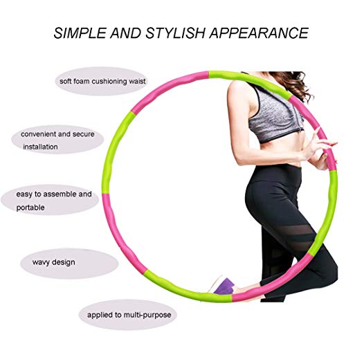 NEOWEEK Hula Hoops for Adults-Weighted Hula Hoop for Exercise-2lb, Detachable Design-2018 Professional Fitness Hula Hoop (Pink-Green) - Thumbnail 2