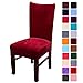 smiry Velvet Stretch Dining Room Chair Covers Soft Removable Dining Chair Slipcovers Set of 4, Wine Red