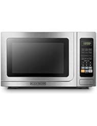 BLACK+DECKER EM036AB14 Digital Microwave Oven with Turntable Push-Button Door,Child Safety Lock,1000W,1.4 cu.ft,Stainless Steel