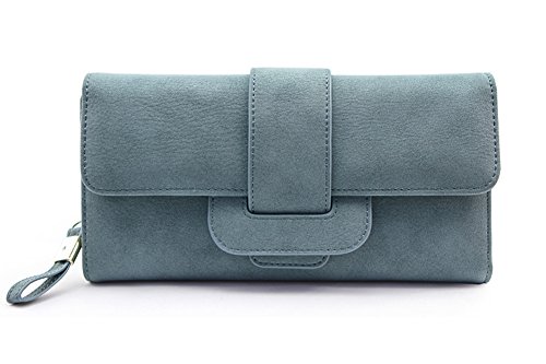 SeptCity Womens Wallet Western Leather Trifold Clutch, 4405-Blue
