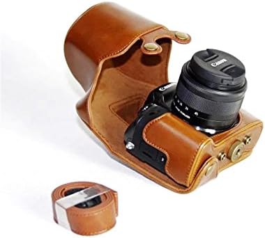 VIXFANNY PU Leather Camera Case Bag with Strap for Canon EOS M5 Mirrorless Digital Camera with MicroFiber Cloth - Brown