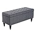 HOMCOM Storage Ottoman, Linen Fabric Button Tufted Storage Bench with Soft Close Lid for Living Room, Entryway or Bedroom, Dark Heather Grey