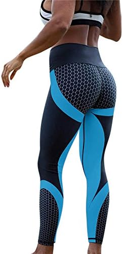 Kstare Womens 3D Print Yoga Running Pants Gym Leggings Tights Fitness Sports Athletic Trousers (L, Blue2)