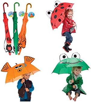 3 Pk Kids Umbrella - Ladybug, Frog and Goldfish for Boys and Girls