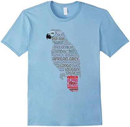 Mens African Grey Parrot Shirt shows African Grey Word Art 2XL Baby Blue