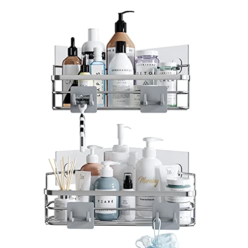 Purdaz Extra Large Corner Shower Caddy，Adhesive Shower Organizer Shelf