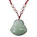 Gleader Red String Green Faux Jade Buddha Pendant Jewelry Necklace