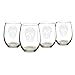 Cathy's Concepts Sugar Skull Stemless Wine Glasses, Set of 4, Clear
