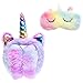 COO&KOO Winter Unicorn Earmuffs Sleep Mask Set Plush Warm Foldable Earmuff for Girl Gift