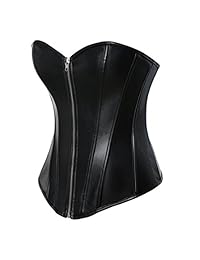Vaslanda - Corsé sexy de piel sintética con cierre de cremallera, talla grande