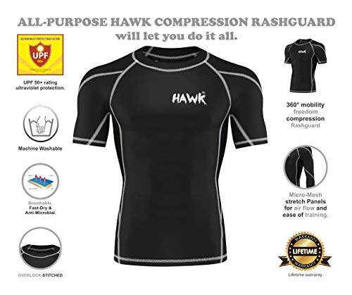 image for Hawk Sports Mens Compression Shirts Base Layer Athletic Gym MMA BJJ Ra