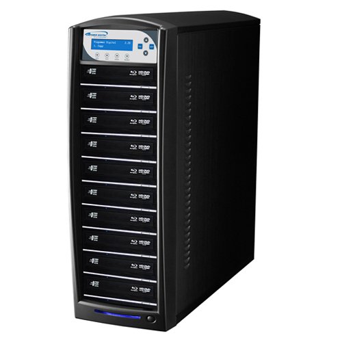 SharkBlu 10 Target Daisy Chain Blu-ray DVD CD Duplicator Tower with 500GB Hard Drive