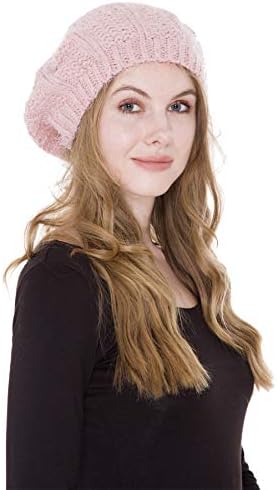 Women's Warm Soft Plain Color Winter Cable Knitted Beret Beanie Hat Skull Cap
