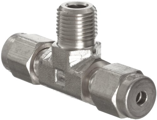 Parker A-Lok 2MBT2N-316 316 Stainless Steel Compression Tube Fitting, Tee, Tube OD x NPT Male x Tube OD