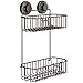 HASKO accessories Shower Caddy with Suction Cups | 304 Stainless Steel | Adhesive 3M Stick Discs | 2 Tier Basket for Bathroom and Kitchen Storage (Bronze)