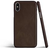 totallee iPhone X Leather Case, Thinnest Genuine Cover for Apple iPhone X - Ultra Thin, Slim & Real Premium Genuine Leather Back (Mocha Brown)