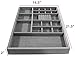 Jewelry Drawer Organizer, Wood and Velvet for Jewels, Rings, Necklaces, Bracelets, 20 Compartments, Protects Jewelry, , Stackable, Durable and Made In USA , (Gray/Silver)