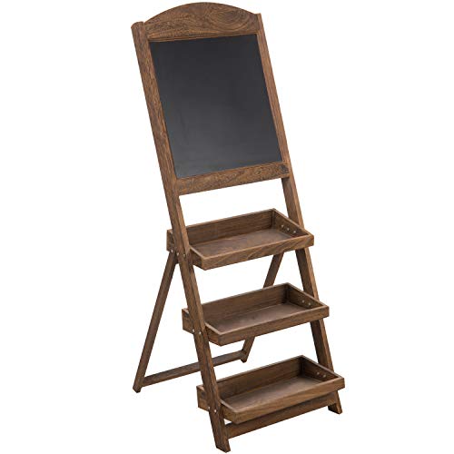MyGift Rustic Burnt Wood Chalkboard Easel with 3Tiered Display Shelves Pricepulse