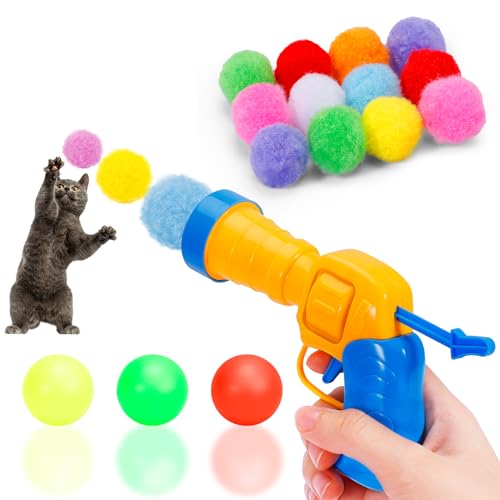 Photo 1 of SINROBO Cat Ball Launcher with Plush Ball Shoot Gun - Interactive Toys for Indoor Cats, Includes 100 Soft Balls (100 Balls)