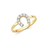 Ioka - 14K Yellow Solid Gold Cubic Zirconia CZ
