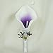 Lily Garden Artificial Flower Calla Lily Boutonniere Corsage with Ribbon (Purple Center Berry)