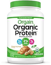 Orgain Organic Plant Based Protein Powder, Peanut Butter - Vegan, Low Net Carbs, Non Dairy, Gluten Free, Lactose Free, No Sugar Added, Soy Free, Kosher, Non-GMO, 2.03 Pound (Packaging May Vary)