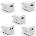 PowerJive USB AC Universal Travel Charger Adapter for iOS Devices, (5 Pack) - White