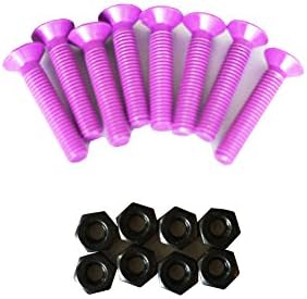 Vj skateshop Skateboard Phillips Hardware Kit/Longboard screws/Mounting Hardware Set, 8pcs, 1inch and 1.5 inch, Color Hardware (Purple, 1.5inch)