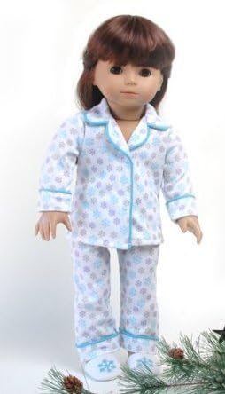 Christmas Snow Pajamas &amp; Slippers ~ Fits 18" American Girl Dolls