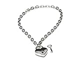 Chain Necklace and Heart Padlock Day Collar ll - Medium, Nickle