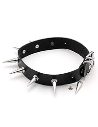 MILAKOO 3 piezas de cuero de la PU Punk Rock gótico Emo O-Ring Spike remaches gargantilla collar ajustable